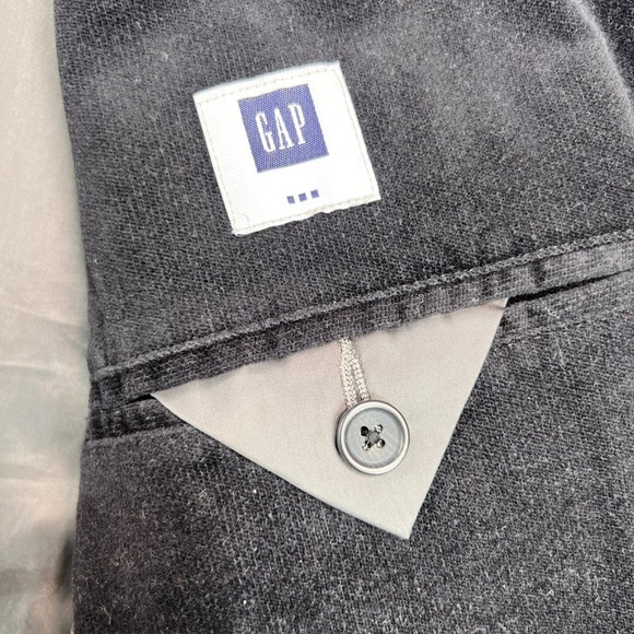 Vtg Y2K GAP Cotton Blazer Sport Coat Jacket Men XL 46R Black Tailored Academia - Picture 5 of 16